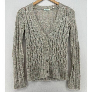KIMCHI BLUE ANTRHOPOLOGIE Sweater Women XS Mohair Alpaca Cable Button Front Gray